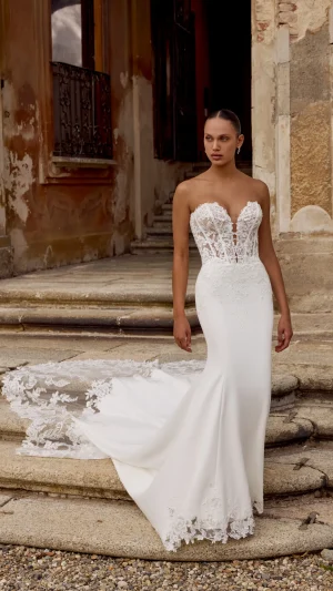 Νυφικό Fit & Flare με Εμφανές Μπούστο και Μπούστο Basque – 88353