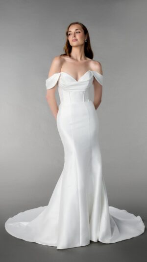 Νυφικό από mikado με ανοιχτό sweetheart μπούστο – 55224